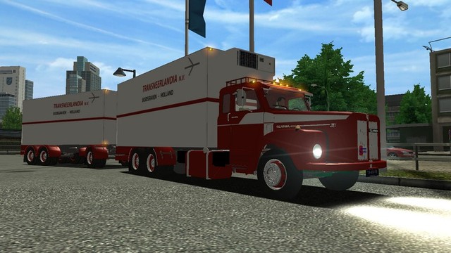 ets Scania 111 + aanhanger Transneerlandia combo v Scania 111 BDF + Aanhanger