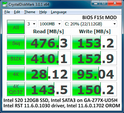 Intel 520 120GB SSD, OROM 11.6.0.1702 - 