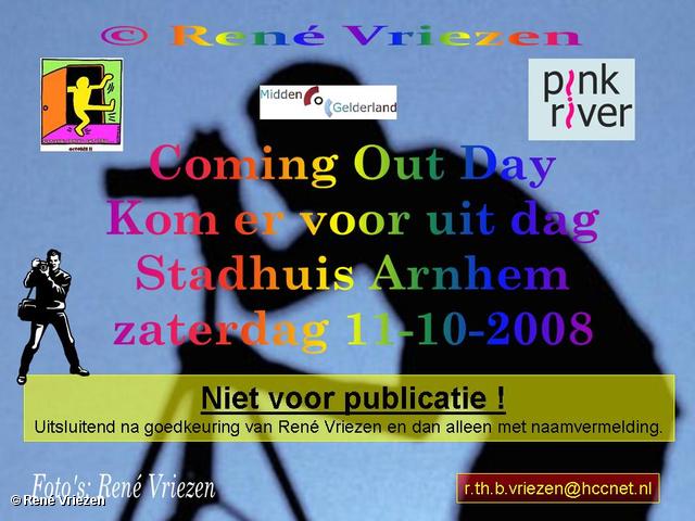  René Vriezen 2008-10-11 #0000 Coming Out Day. Kom er voor uit dag. Stadhuis Arnhem zaterdag 11-10-2008
