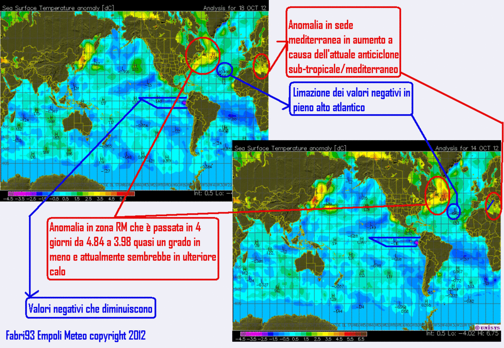 sst anom metÃ ..18 ottobre 2012. - 