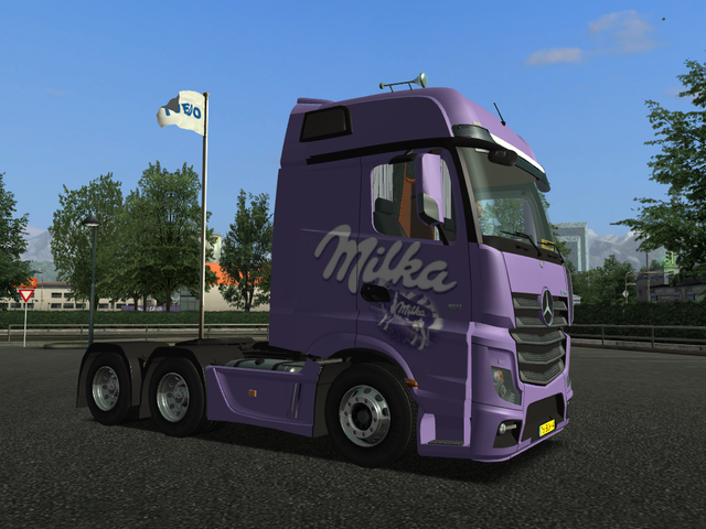 gts Mercedes Actros MP4 6x4 + trailer MILKA by SCS GTS COMBO'S