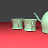 cups and tea pot - 3D