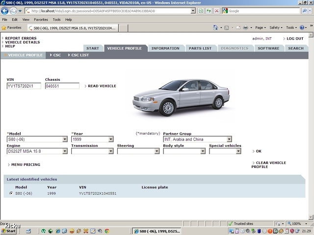 screenshot.656 Volvo VIDA via VCT2000