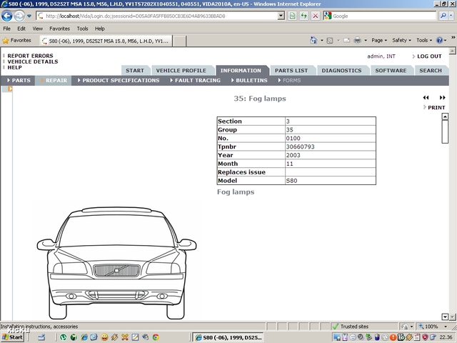 screenshot.870 Volvo VIDA via VCT2000