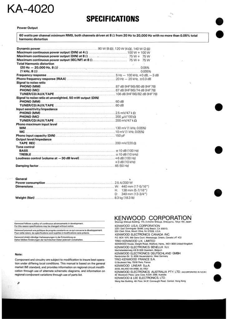 kenwood ka-4020 amp - 