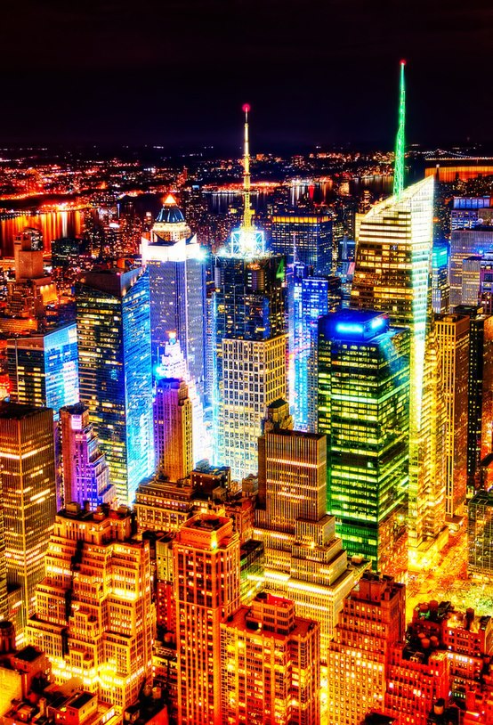 New York City at night. - 