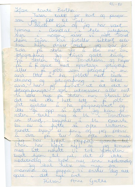 Letter from Anne-Gethe to Bertha Picture Box