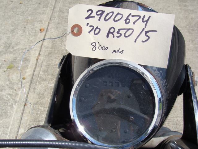 2900674 '70 R50-5, Black 020 P-2900674. 1970 BMW R50/5, Black Project bike. Papers claim 8,000 Miles.