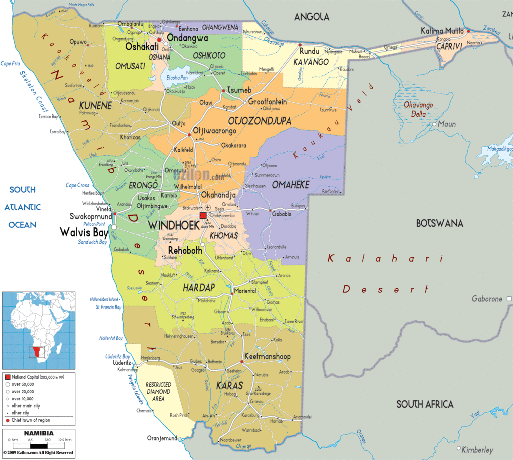 political-map-of-Namibia - 