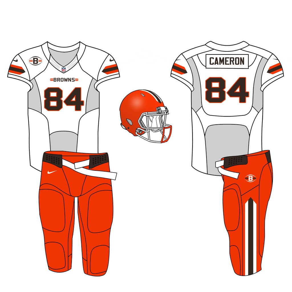 Away - White top, Orange bottom - Cleveland Browns Uniform Update
