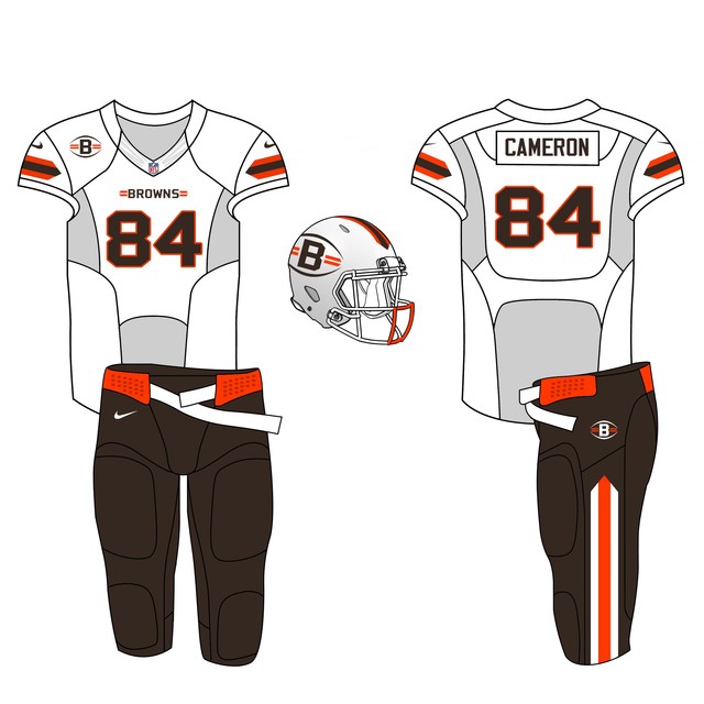 Away - White top, Brown bottom Cleveland Browns Uniform Update