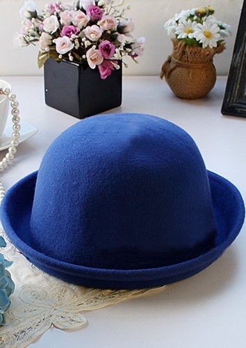 Chic Blue Wool Blending Bowler Hat http://www.trailblazersva.org/