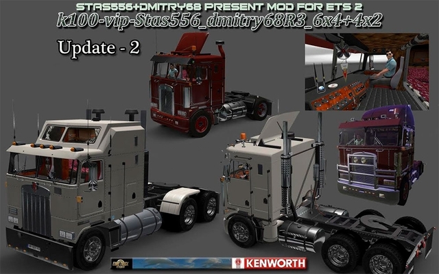 ets2 Kenworth K100 6x4 4x2 by Stas556, dmitry68R3  dutchsimulator