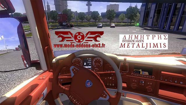 ets2 SCANIA BROWN BEIGE INTERIOR BY METALJIMIS 1 dutchsimulator