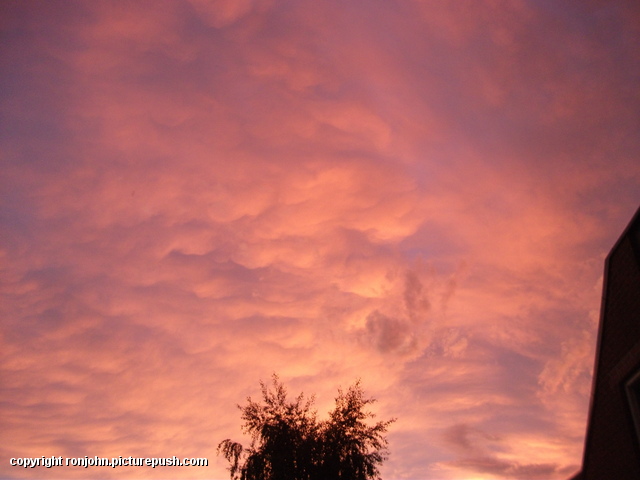 Wolkenkleuren vanuit de achtertuin om 2150 uur 22- In de tuin 2013