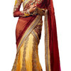 Charming yellow and red gol... - Lehenga Style Saree