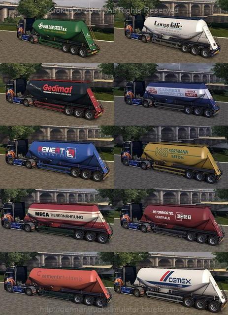 ets2 Trailers Cement trailer skinpack tested 1.10 dutchsimulator