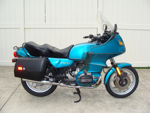 6293883 '93 R100RT, Turquoise 017 SOLD.....6293883 1993 BMW R100RT, Turquoise. NEW Tires, Sealed Battery, Alternator, Regulator. BMW Saddlebags, Engine Guards, Brown Sidestand, + much more!