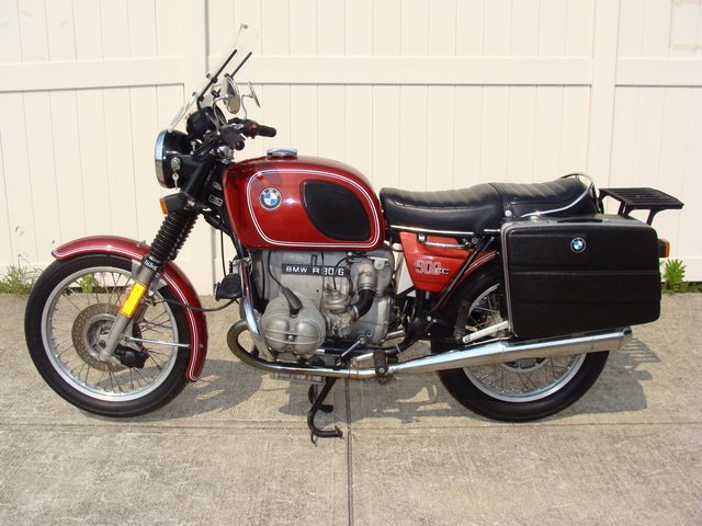 4964226 '75 R90-6, Copper. 002 SOLD.....4964226 1976 BMW R90/6, Copper. 24 Ltr Fuel Tank, BMW expanded tool kit, Ownerâ€™s Manual, Olympic Saddlebags on Krauser Mounts with Tail Rack,  Koni Shocks, Telefix Fork Brace, Progressive lower Fork Brace, Metzeller Tires, Extended Oil Pan, sma