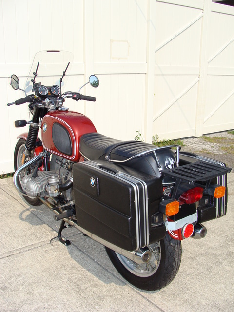 4964226 '75 R90-6, Copper. 028 SOLD.....4964226 1976 BMW R90/6, Copper. 24 Ltr Fuel Tank, BMW expanded tool kit, Ownerâ€™s Manual, Olympic Saddlebags on Krauser Mounts with Tail Rack,  Koni Shocks, Telefix Fork Brace, Progressive lower Fork Brace, Metzeller Tires, Extended Oil Pan, sma