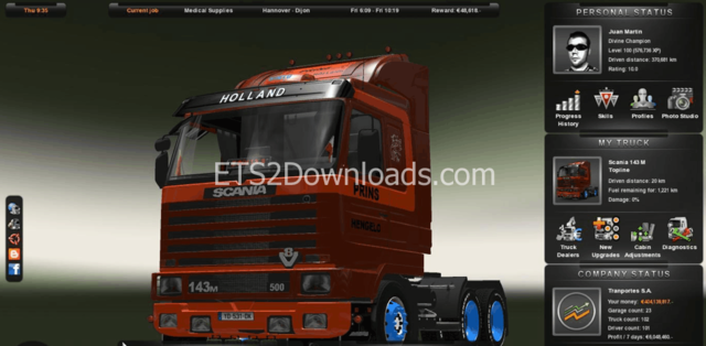 ets2 Scania 143m mapped by Timmer ets2downloads dutchsimulator