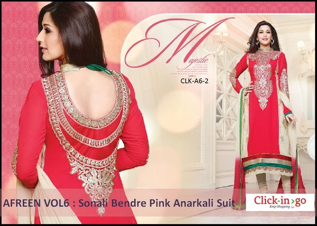 Afreen vol6 : Sonali Bendre Pink Anarkali Suit Picture Box