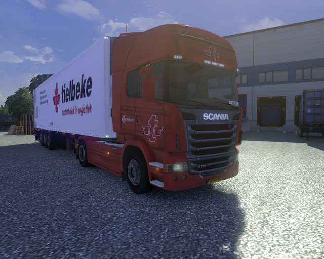 ets2 Scania R2009 + Coolliner trailer Tielbeke Tra prive skin ets2