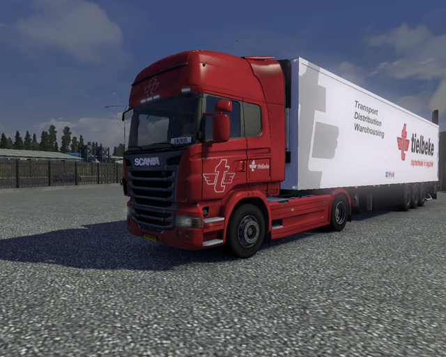 ets2 Scania R2009 + Coolliner trailer Tielbeke Tra prive skin ets2