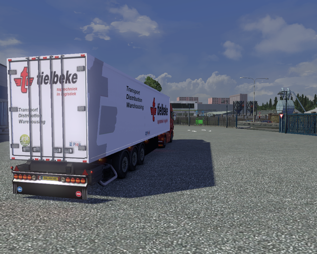 ets2 Scania R2009 + Coolliner trailer Tielbeke Tra prive skin ets2