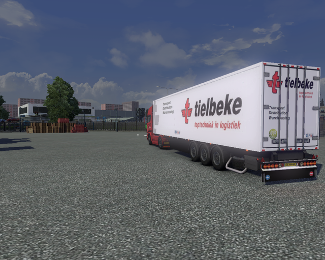 ets2 Scania R2009 + Coolliner trailer Tielbeke Tra prive skin ets2