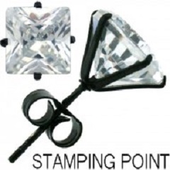 stud 4 prong set square staming point ES24-K new arrival for wholesale jewelry