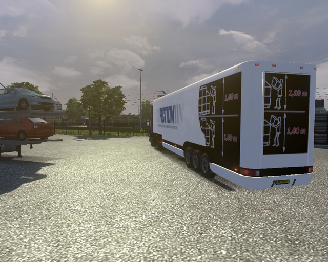 ets2 Scania P340 4x2 + dubbeldeks trailer Action 2 prive skin ets2