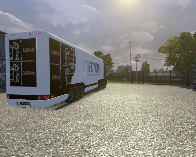 ets2 Scania P340 4x2 + dubbeldeks trailer Action 3 prive skin ets2