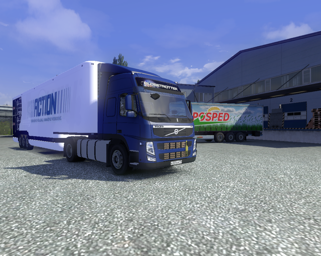 ets2 Volvo Fm 4x2 + dubbeldeks trailer Action prive skin ets2