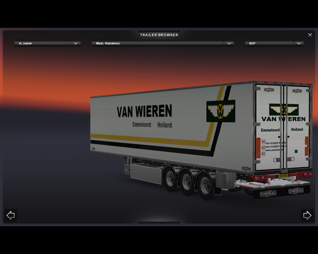 ets2 Chereau Cooler + laadklep van Wieren Emmeloor prive skin ets2