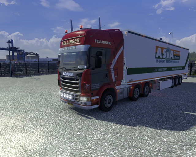 ets2 Scania R2009 + Chereau laadklep Fellinger Int prive skin ets2