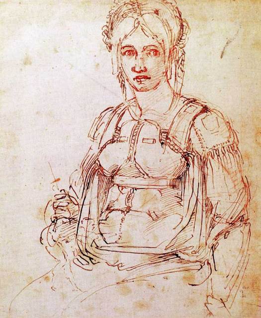 Michelangelo-seated-woman LOST MASTERPIECE (Renaissance Painting Discovery) A Roman Court