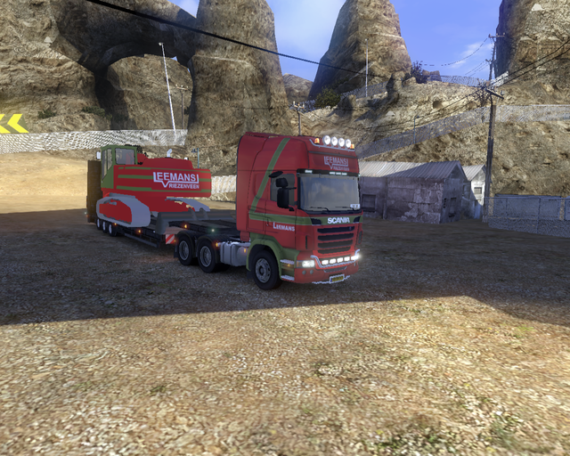 ets2 Scania R2009 6x4 + kraan trailer Leemans Tran prive skin ets2