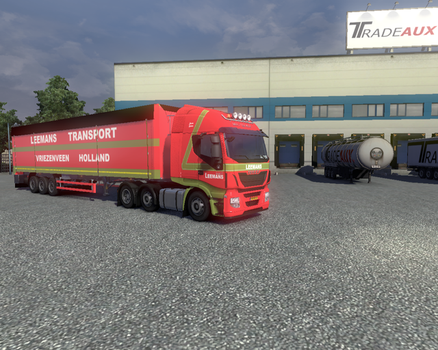 ets2 Iveco Hi-Way + turftrailer Leemans Transport  prive skin ets2