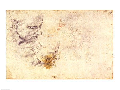 w-60-sketch-of-a-male-head-in-two-positions-by-mic LOST MASTERPIECE (Renaissance Painting Discovery) A Roman Court
