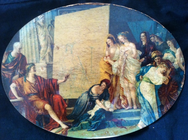 Francois André Vincent (1789) Miniature Painting  LOST MASTERPIECE (Renaissance Painting Discovery) A Roman Court