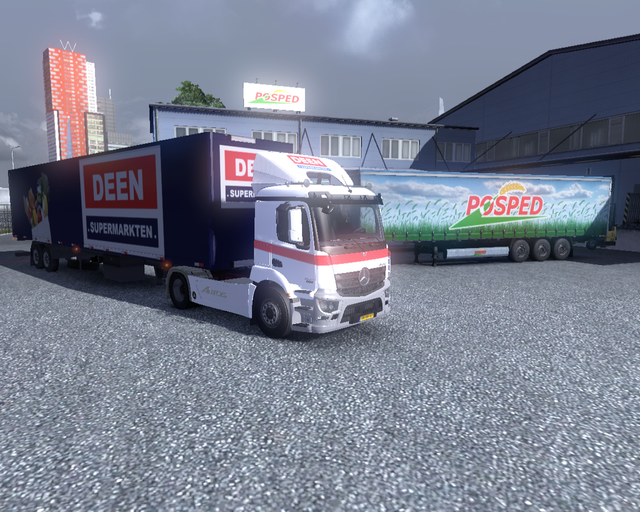 ets2 Mercedes Antos 1840 4x2 + 2 asser trailer Dee prive skin ets2