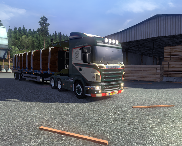 ets2 Scania R730 Streamline 6x4 + Houtrailer Fermg prive skin ets2