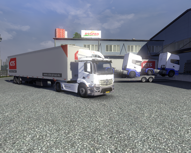 ets2 Mercedes Antos + transporttrailer Zwerus Tran prive skin ets2