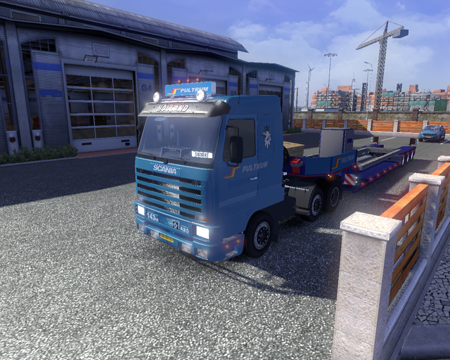 ets2 Scania 143M 420 6x2 + Dieplader (leeg) Pultum prive skin ets2