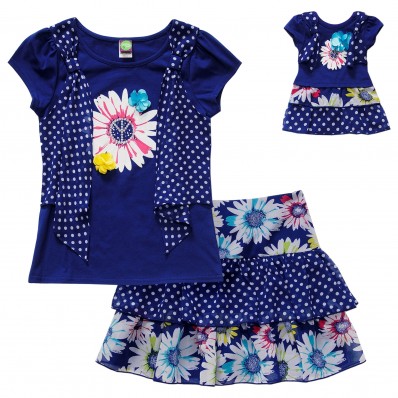 "Peace and Flowers" Skirt Set with Matching Outfit Matching Clothes