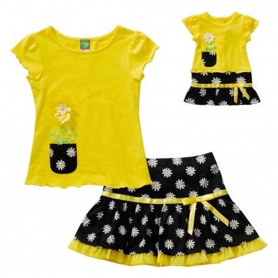"Sweet as a Daisy" Skirt Set with Matching Outfit Matching Clothes