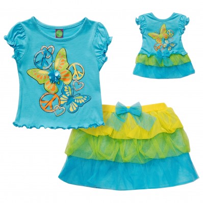 "Floating Butterfly" Skirt Set with Matching Outfi Matching Clothes