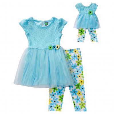 "Flower Fun" Legging Set with Matching Outfit Matching Clothes
