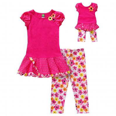 "Flower Party" Legging Set with Matching Outfit Matching Clothes